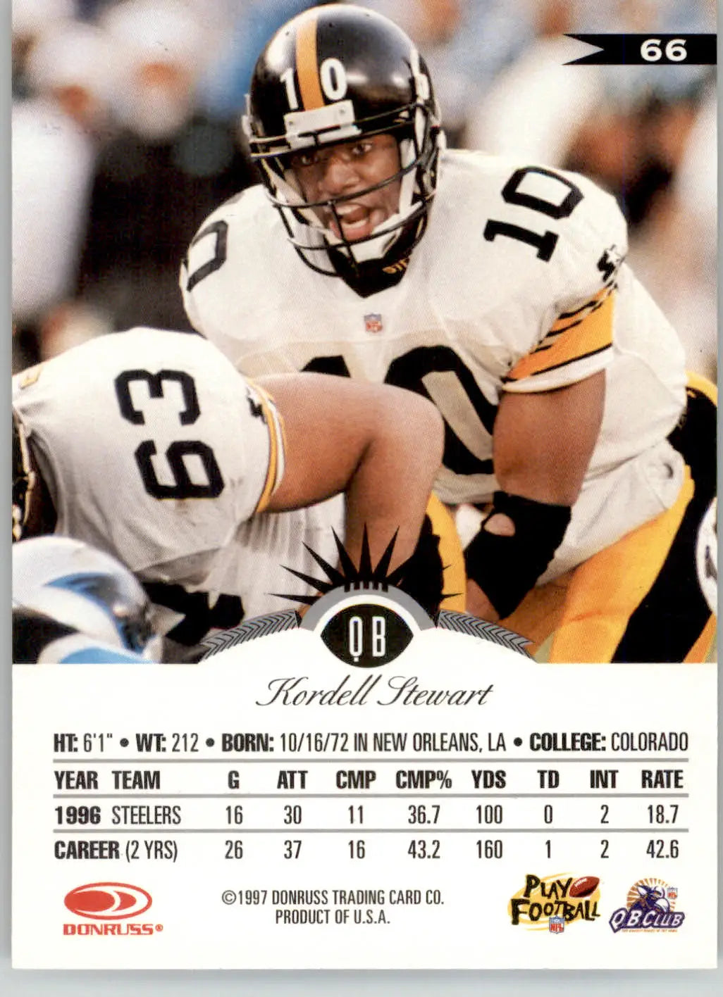 Kordell Stewart - 1997 Leaf - #66 - Football - Football Card Single