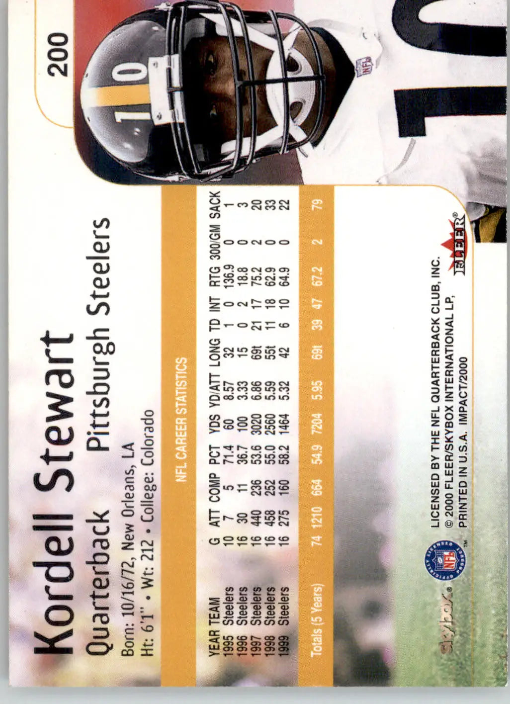 Kordell Stewart - 2000 Impact - #200 - Football - Football Card Single