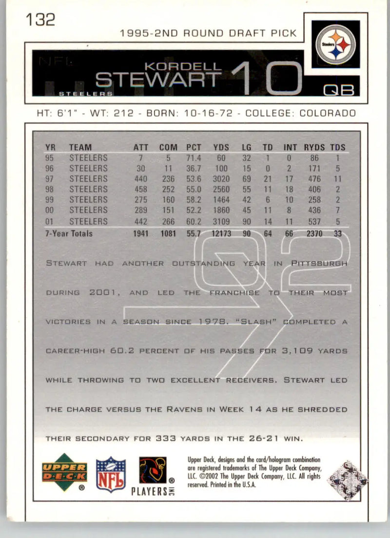 Kordell Stewart - 2002 Upper Deck - #132 - Football - Football Card Single