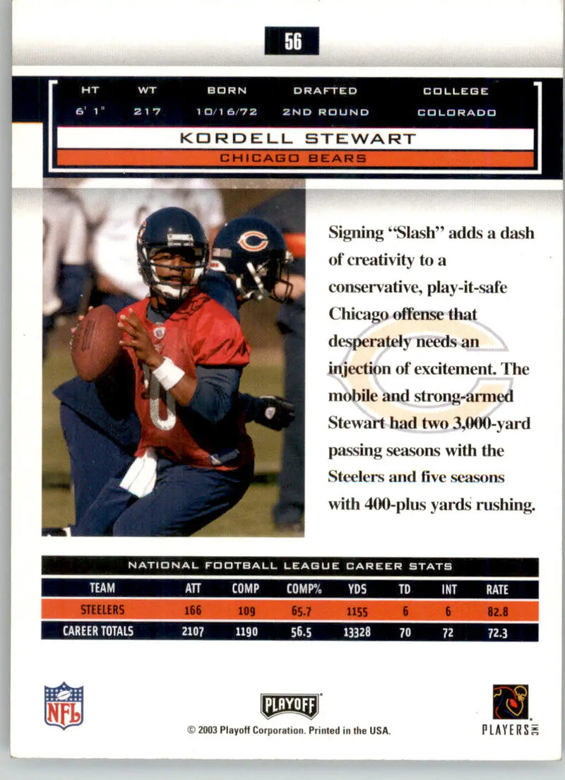 Kordell Stewart - 2003 Playoff Honors - #56 - Football - Football Card Single