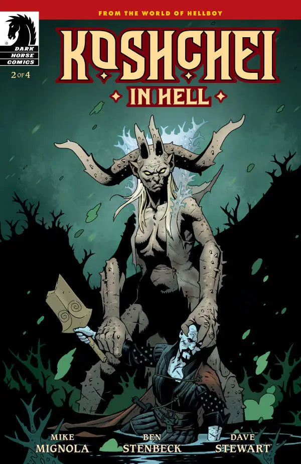 Pale horned demon emerging from rocks in Koshchei In Hell #2 trading cards