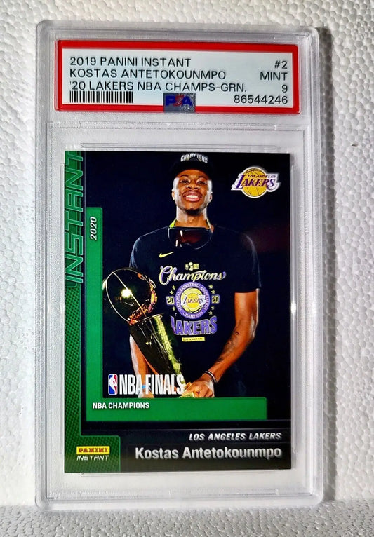Kostas Antetokounmpo 2020 Panini NBA Champions #2 Green Card 10/10 PSA 9 Mint - Basketball Card Single