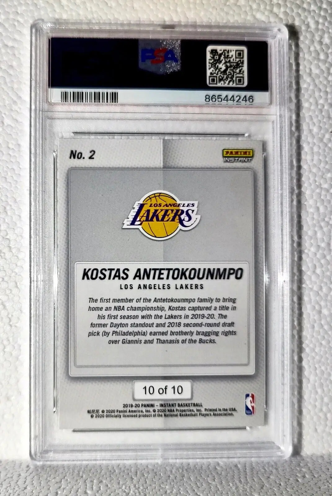 Kostas Antetokounmpo 2020 Panini NBA Champions #2 Green Card 10/10 PSA 9 Mint