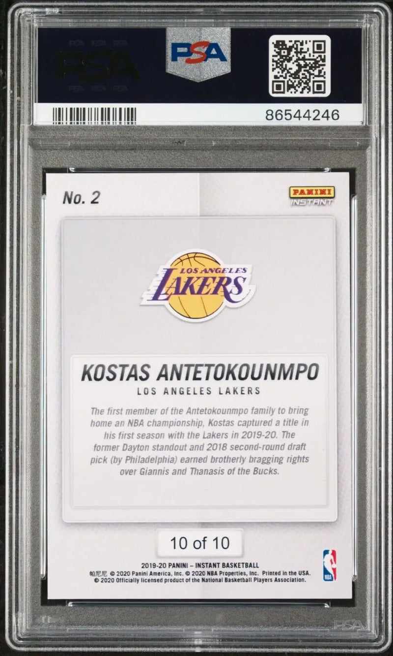 Kostas Antetokounmpo 2020 Panini NBA Champions #2 Green Card 10/10 PSA 9 Mint
