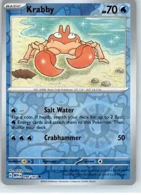 Krabby - SV: Scarlet & Violet 151 - Reverse Holo NM - #098/165 - Pokémon Card Single