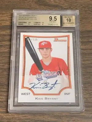 Kris Bryant 2013 Bowman Draft AFLAC Autographs Auto #91/235 RC Signed BGS 9.5/10 - Baseball Card Single