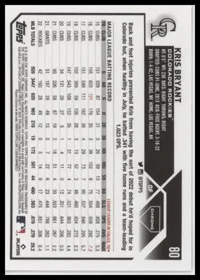 Kris Bryant 2023 Topps Chrome Pink Refractors #80 Colorado Rockies