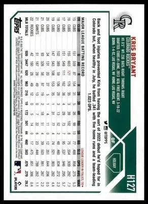 Kris Bryant 2023 Topps Holiday Metallic #H127 Colorado Rockies - Baseball Card Single
