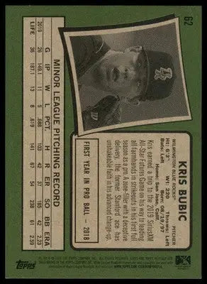 Kris Bubic 2020 Topps Heritage Minor League #62 Wilmington Blue Rocks - Baseball Card Single
