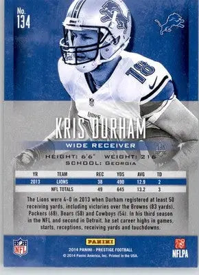Kris Durham - 2014 Panini Prestige - #134 - Football - Football Card Single