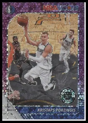 Kristaps Porzingis 2019-20 Hoops Premium Purple Disco #40 Dallas Mavericks - Basketball Card Single