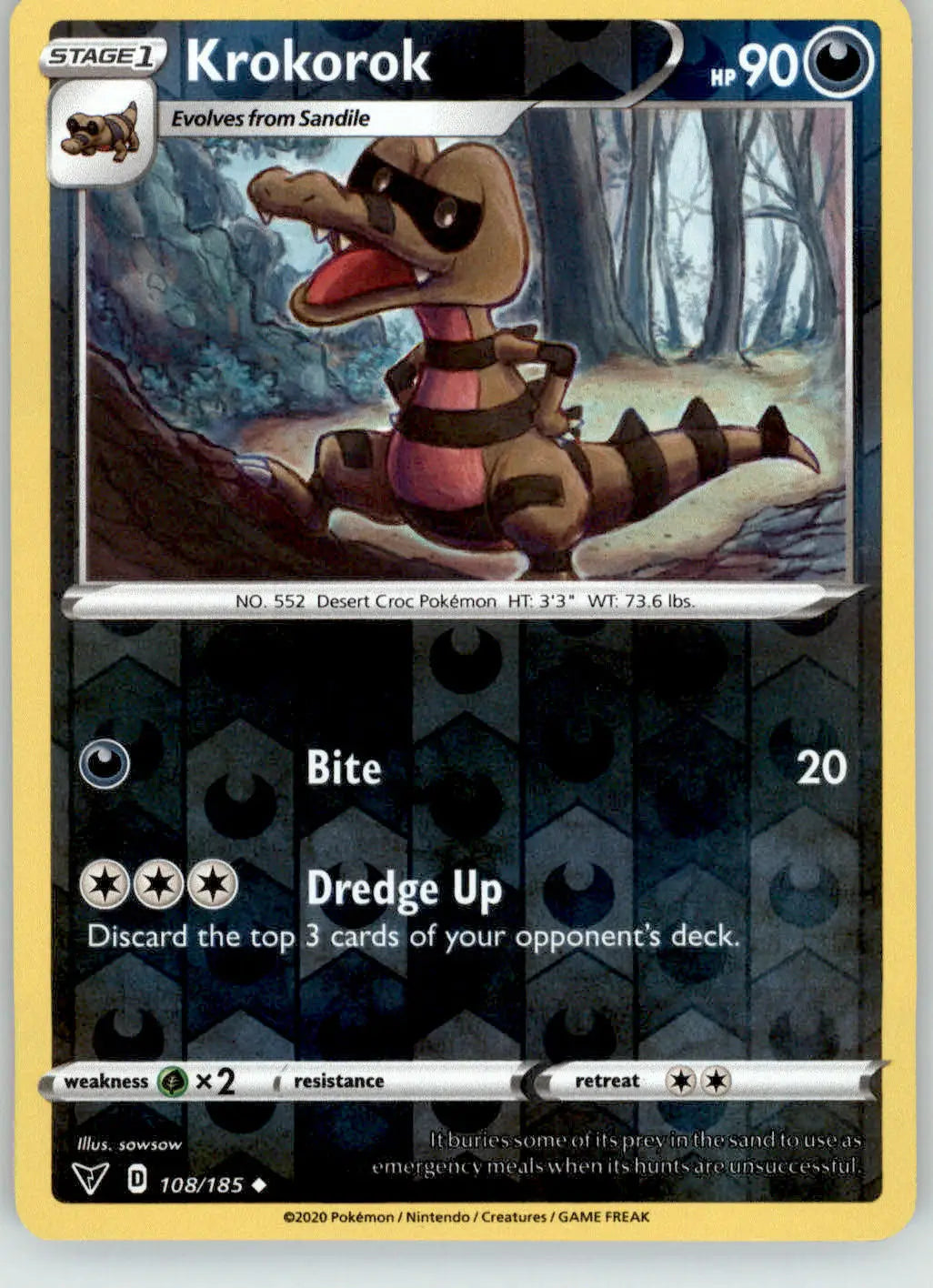 Krokorok - Vivid Voltage - 108/185 - Reverse Holo LP Pokemon - Pokémon Card Single