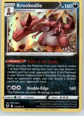 Krookodile - SWSH12: Silver Tempest - 113/195 - Holo LP - Pokémon Card Single
