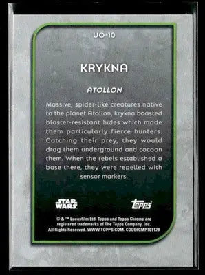 🌟 Krykna, 2025 Topps Chrome Star Wars Outer World Oddities #UO-10 🌟 - Star Wars Card Single