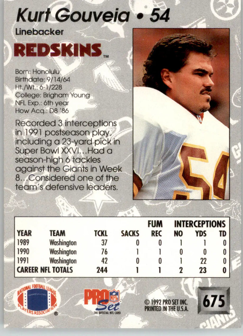 Kurt Gouveia - 1992 Pro Set - #675 - Football - Football Card Single