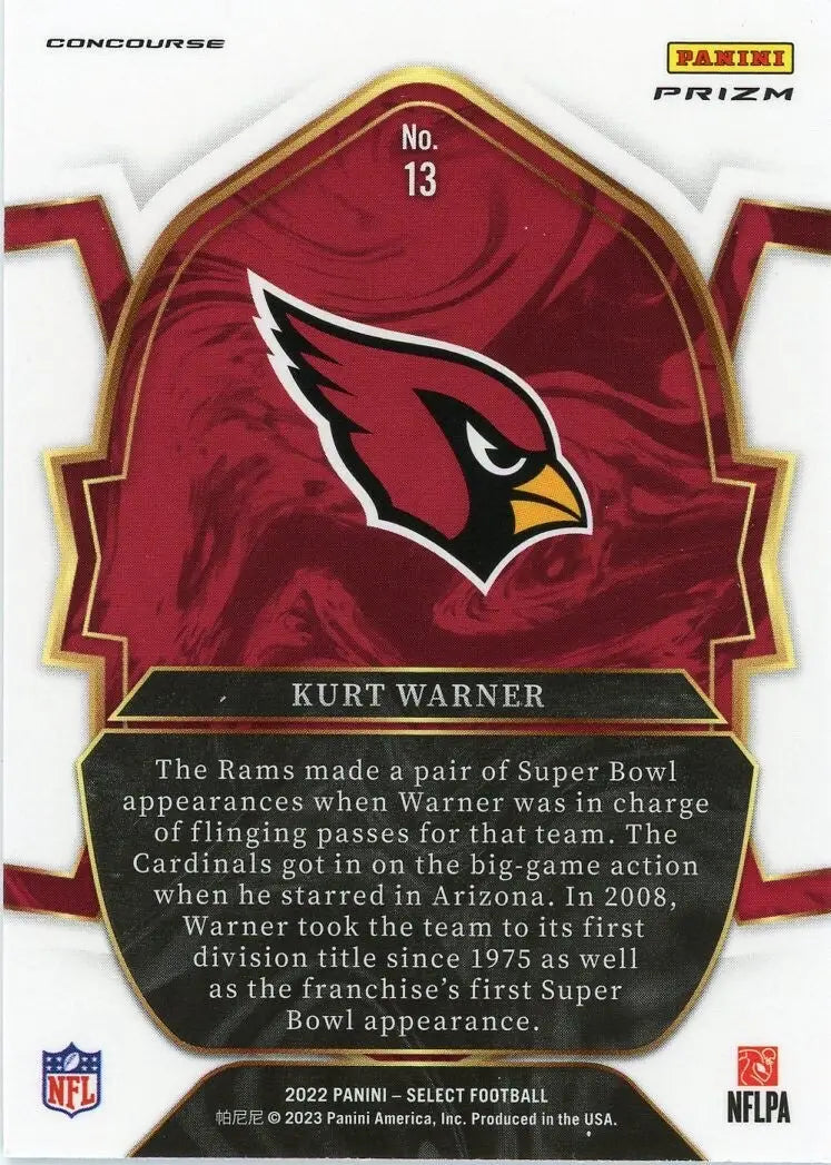 Kurt Warner 2022 Panini Select Concourse Silver #13 Arizona Cardinals Football - Football Card Single