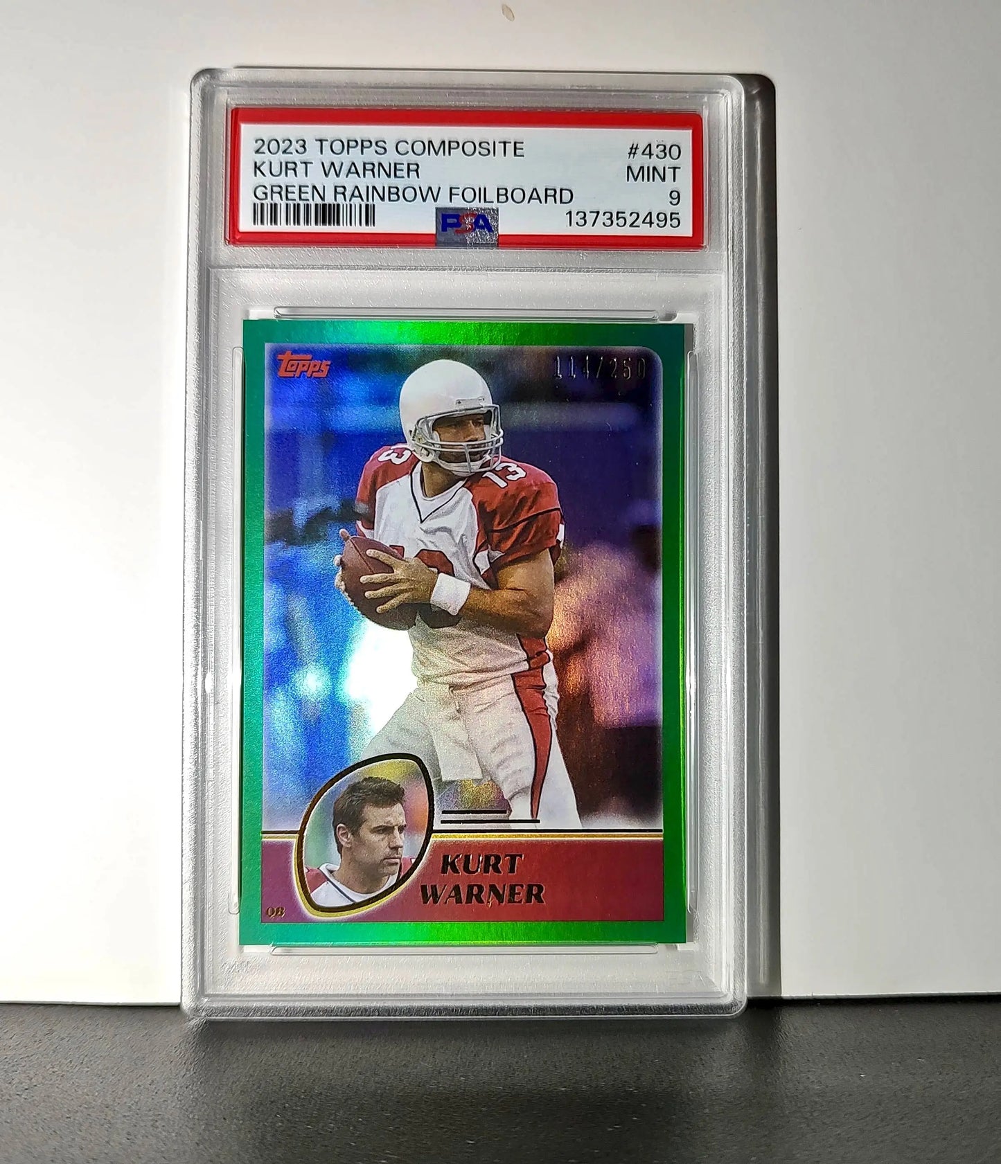 Kurt Warner 2023 Topps Allen & Ginter #430 Green Portrait 114/250 PSA 9 Mint