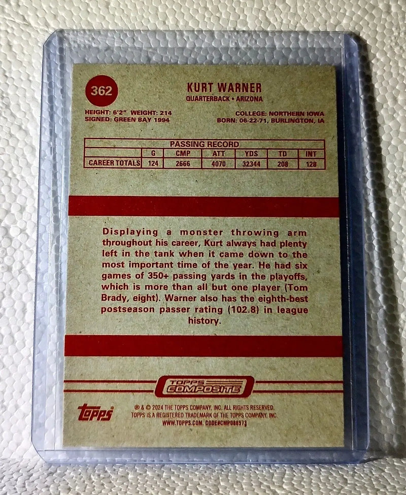 Kurt Warner 2023 Topps NFL #362 Football Card Arizona Cardinals