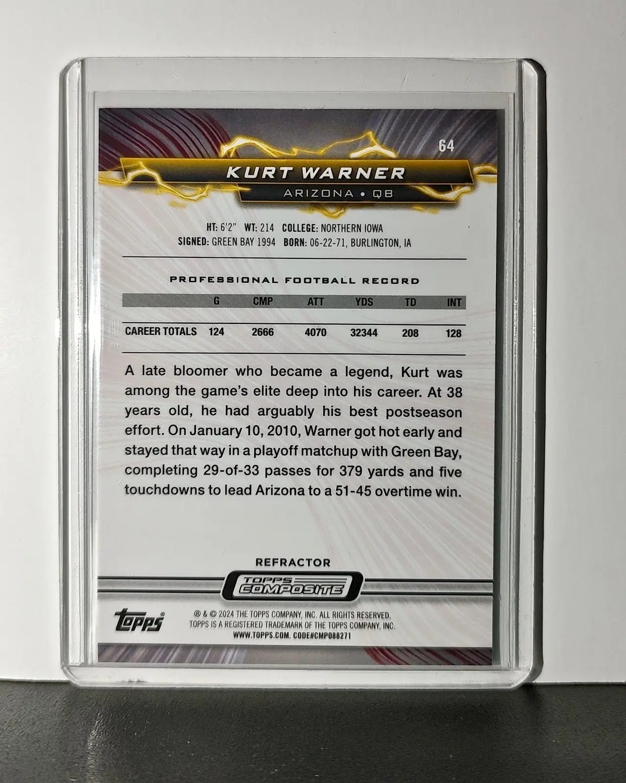 Kurt Warner Refractor 2023 Topps Resurgence NFL #64 Card Arizona Cardinals