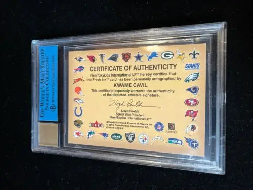 Kwame Cavil autographed card from 2000 Fleer Tradition super short print BGS 10 #/250