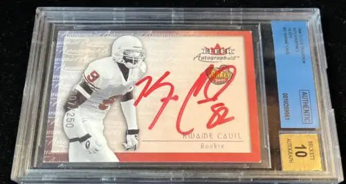 Kwame Cavil rookie autographed football card from super short print 2000 Fleer Tradition