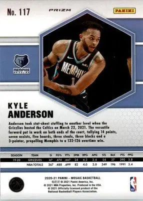 Kyle Anderson - 2020-21 Panini Mosaic - #117 - Mosaic Green Basketball - Basketball Card Single