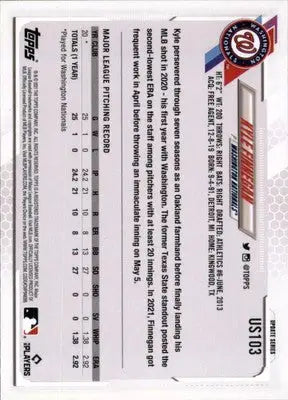 Kyle Finnegan Rookie 2021 Topps Update #US103 Washington Nationals - Baseball Card Single