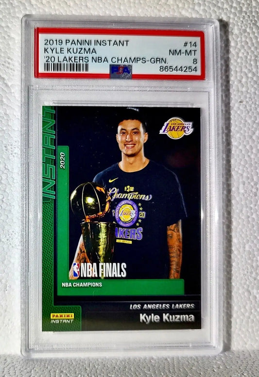 Kyle Kuzma 2020 Panini LA Lakers NBA Champions #14 Green Card 10/10 PSA 8 NM-MT - Basketball Card Single