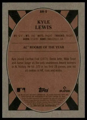 Kyle Lewis 2021 Topps Heritage Award Winners #AW-9 Seattle Mariners - Baseball Card Single