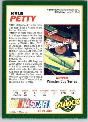 Kyle Petty - 1993 Maxx - #42 - Racing - Racing Card Single