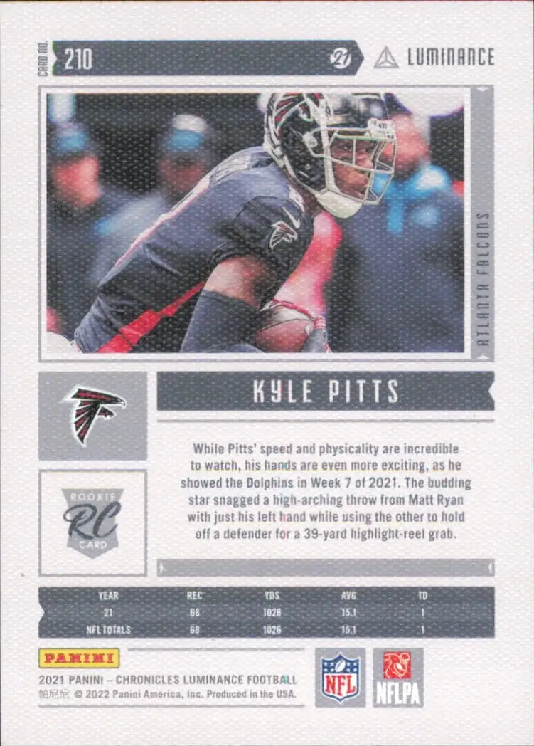 Kyle Pitts 2021 Panini Chronicles Luminance Update Rookies Pink #210 Falcons NFL - Football Card Single