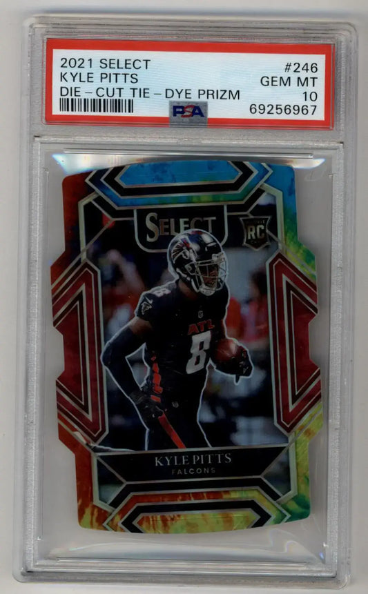 Kyle Pitts 2021 Select Prizm Tie Dye Die Cut #246 21/25 PSA 10 Gem Mint - Football Card Single