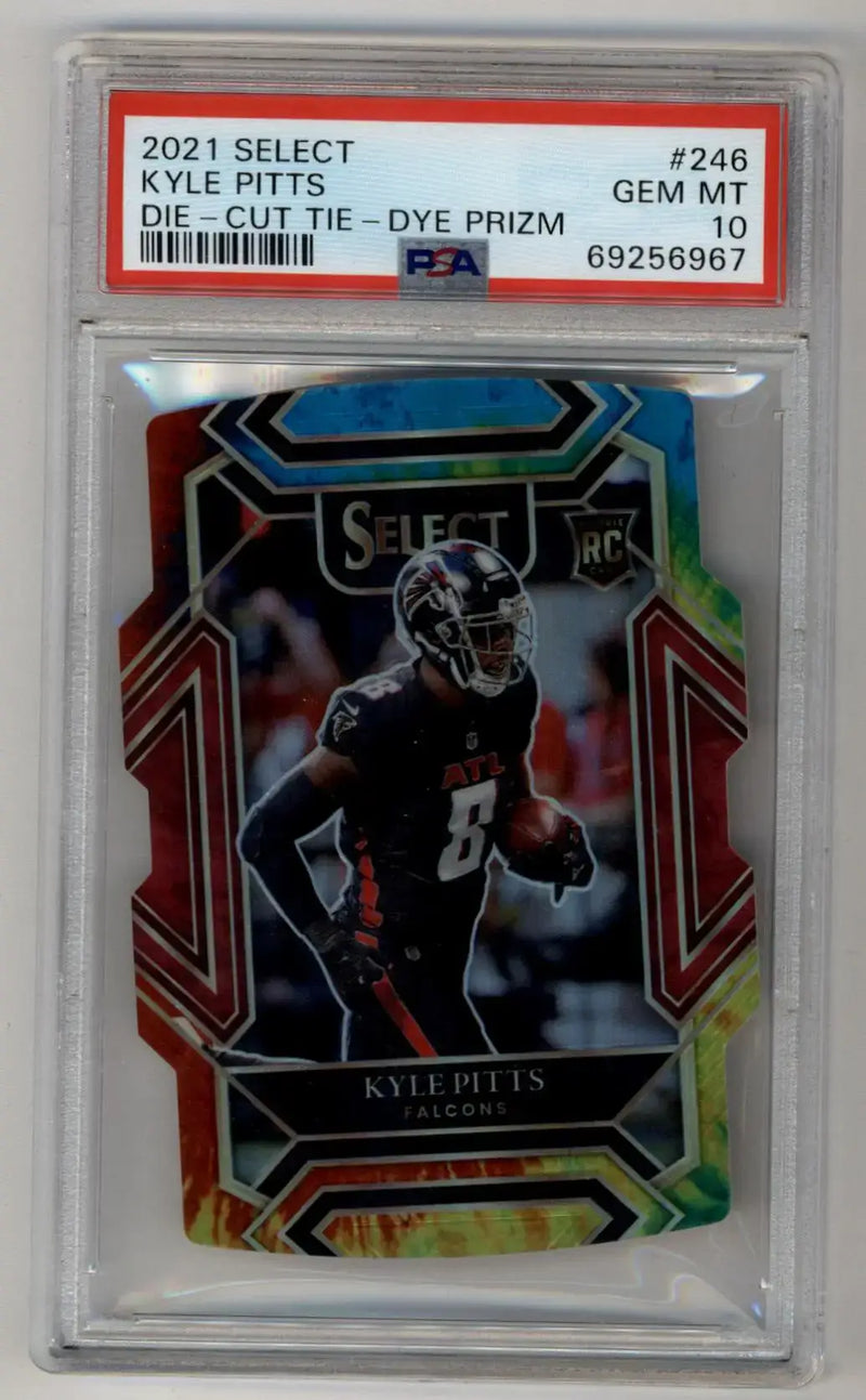 Kyle Pitts 2021 Select Prizm Tie Dye Die Cut #246 21/25 PSA 10 Gem Mint - Football Card Single