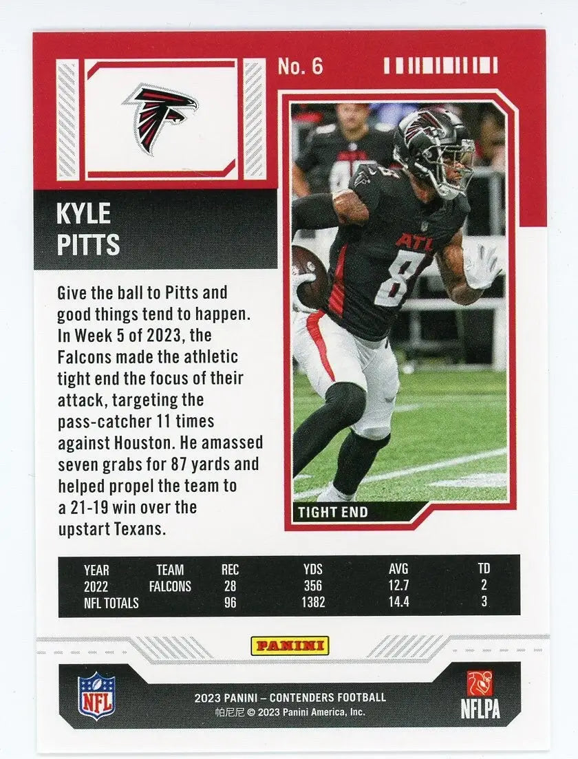 Kyle Pitts 2023 Panini Contenders Game Ticket Red #6 Atlanta Falcons Football - Football Card Single