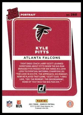 Kyle Pitts Rookie 2021 Donruss Rated Rookies Portrait #260 Atlanta Falcons - Football Card Single
