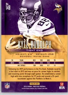 Kyle Rudolph - 2014 Panini Prestige - #148 - Football - Football Card Single