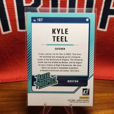 Kyle Teel 2024 Panini Donruss Rated Prospects RC #167 Boston Red Sox - Baseball Card Single