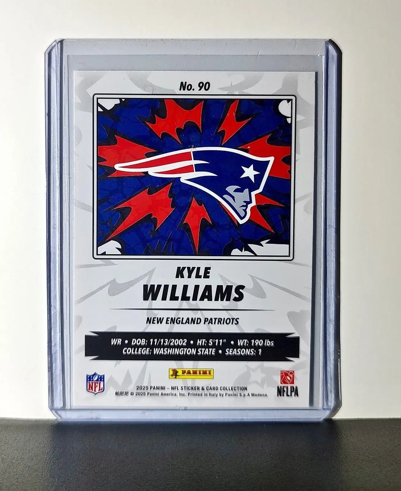 Kyle Williams Rookie 2025 Panini NFL #90 Sticker Card New England Patriots