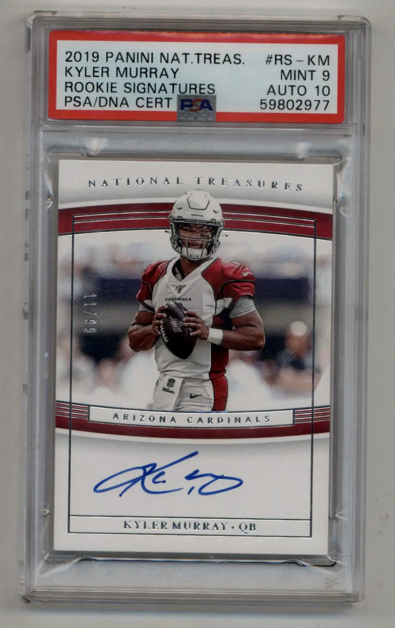 Kyler Murray 2019 National Treasures Rookie Auto 11/99 PSA 9 Mint Auto 10 - Football Card Single