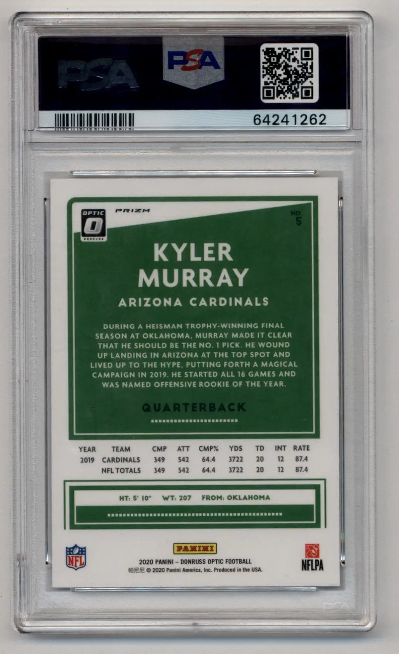 Kyler Murray 2020 Optic White Sparkle #5 PSA 10 Gem Mint - Football Card Single