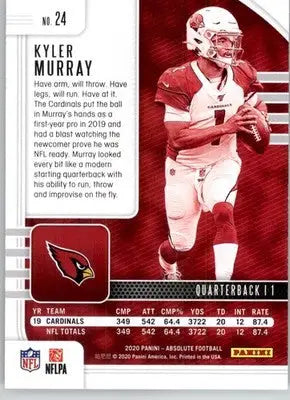 Kyler Murray - 2020 Panini Absolute - #24 - Retail Football - Football Card Single