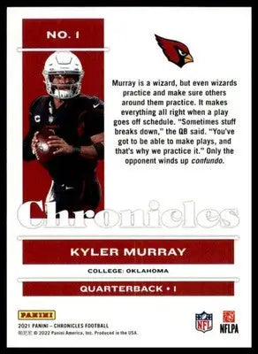 Kyler Murray 2021 Panini Chronicles #1 Arizona Cardinals - Football Card Single