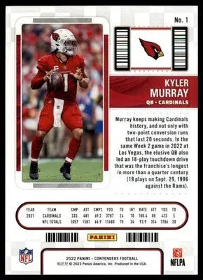 Kyler Murray 2022 Panini Contenders #1 Arizona Cardinals
