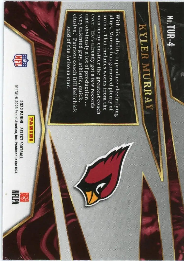 Kyler Murray 2022 Panini Select Turbocharged #TUR-4 Arizona Cardinals Football - Football Card Single