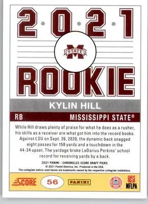 Kylin Hill - 2021 Panini Chronicles Draft Picks - #56 - Football - Football Card Single