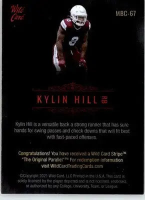 Kylin Hill - 2021 Wild Card Matte - #MBC-67 - 20 Stripe #/99 - Football Card Single