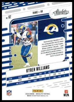 Kyren Williams 2024 Panini Absolute Retail #62 Los Angeles Rams - Football Card Single