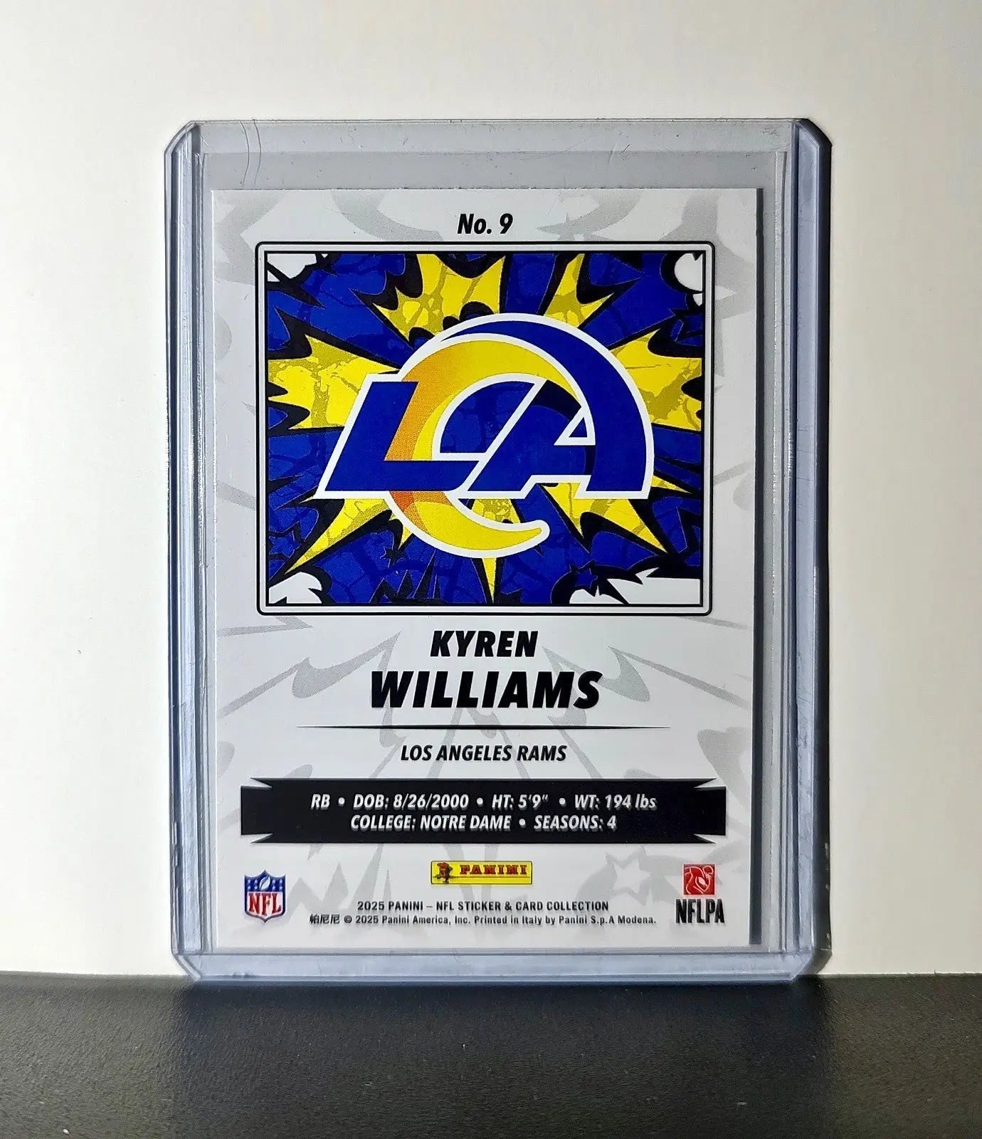 Kyren Williams 2025 Panini NFL #9 Sticker Card Los Angeles Rams