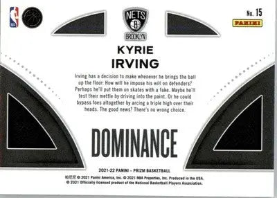 Kyrie Irving - 2021-22 Panini Prizm - #15 - Dominance Basketball - Basketball Card Single