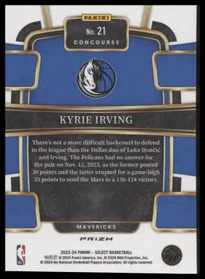 Kyrie Irving 2023-24 Panini Select Green White Purple #21 Dallas Mavericks - Basketball Card Single
